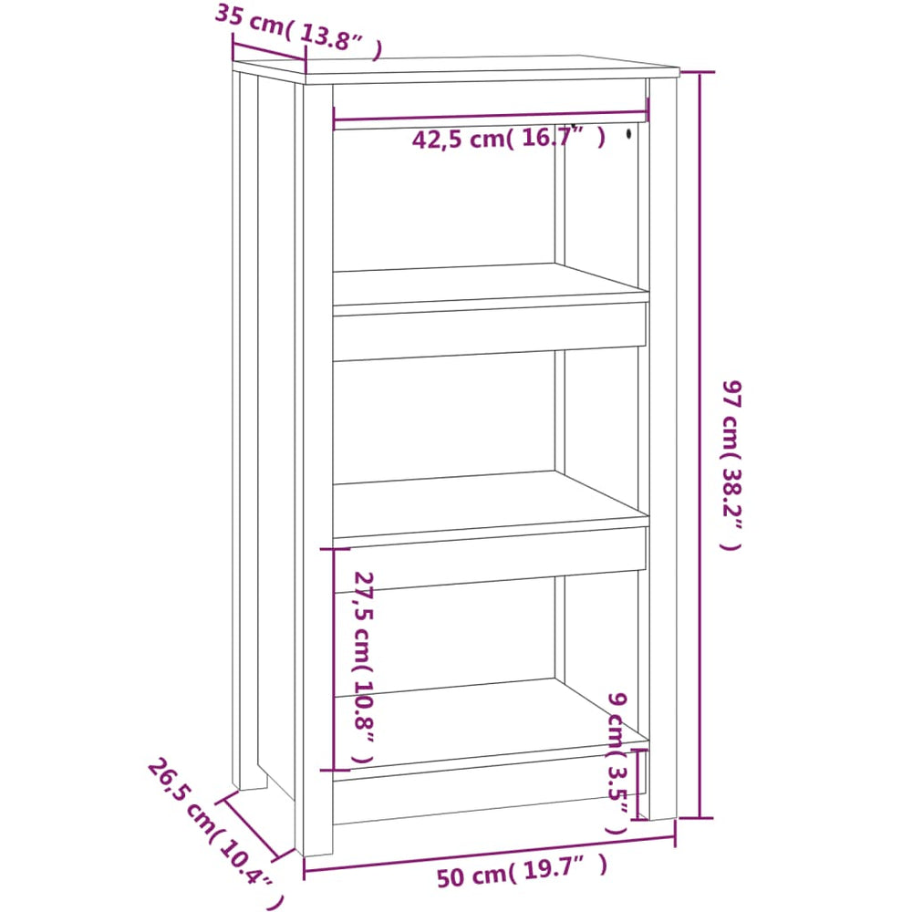 Boekenkast 50x35x97 cm massief grenenhout wit MeubelReus