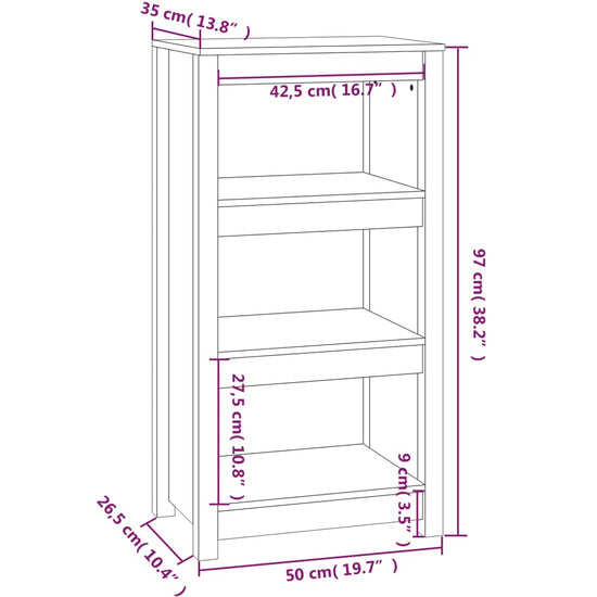 Boekenkast 50x35x97 cm massief grenenhout wit MeubelReus