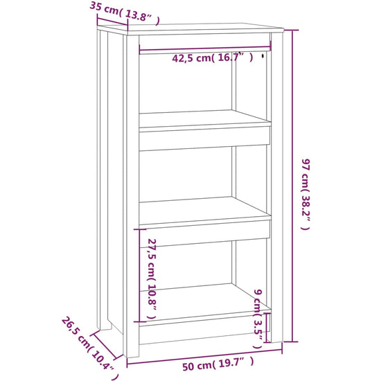 Boekenkast 50x35x97 cm massief grenenhout zwart MeubelReus