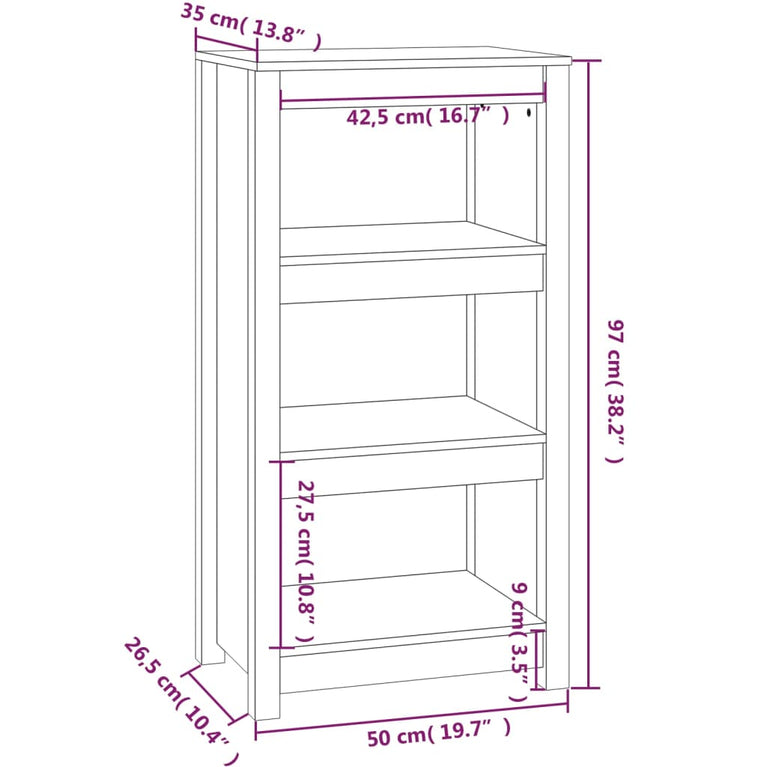 Boekenkast 50x35x97 cm massief grenenhout zwart MeubelReus