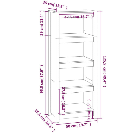 Boekenkast 50x35x125,5 cm massief grenenhout MeubelReus
