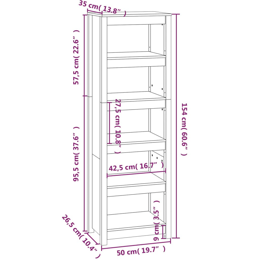 Boekenkast 50x35x154 cm massief grenenhout MeubelReus