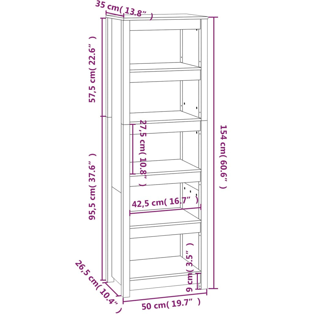 Boekenkast 50x35x154 cm massief grenenhout wit MeubelReus
