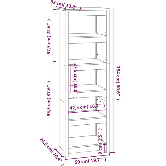 Boekenkast 50x35x154 cm massief grenenhout grijs MeubelReus