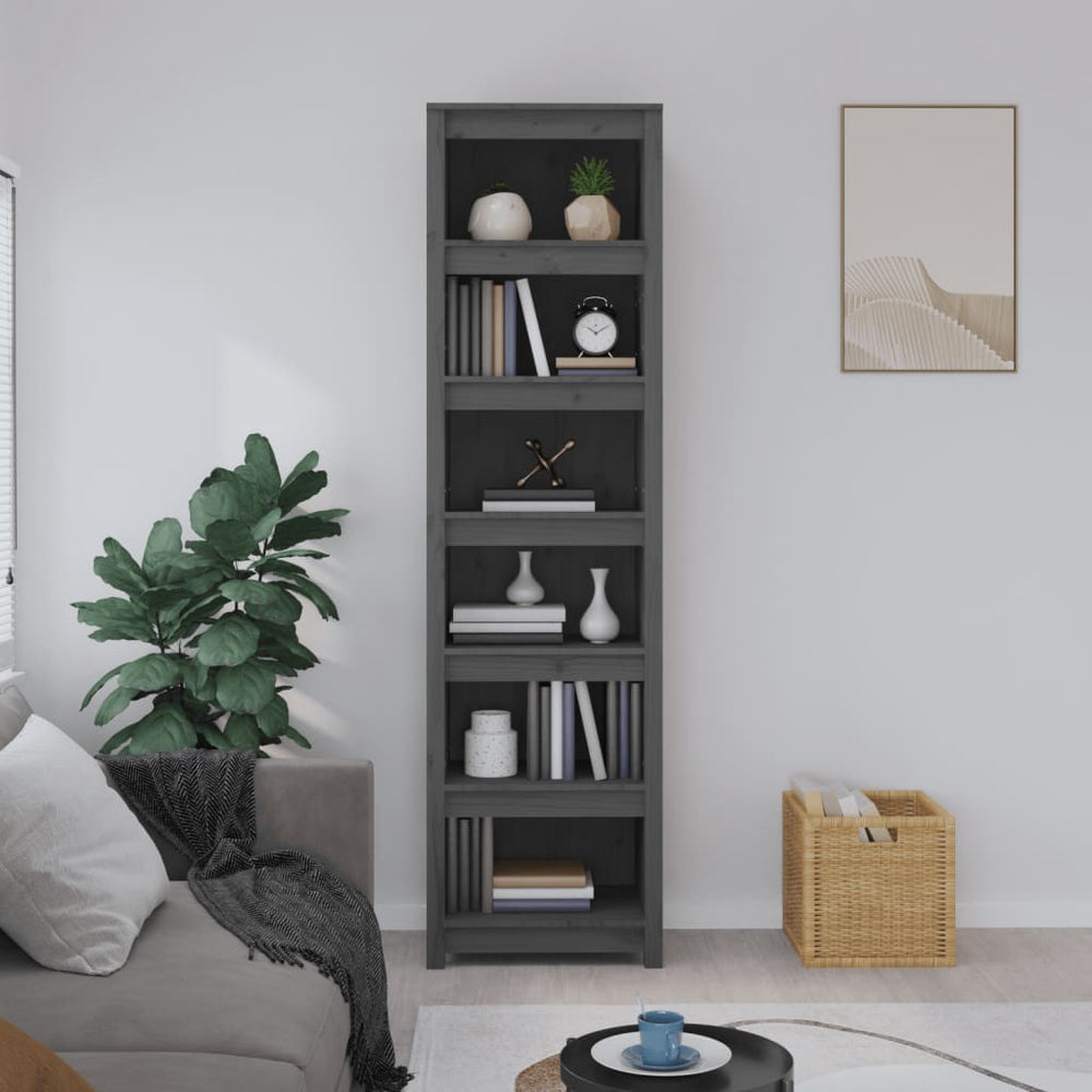 Boekenkast 50x35x183 cm massief grenenhout grijs MeubelReus