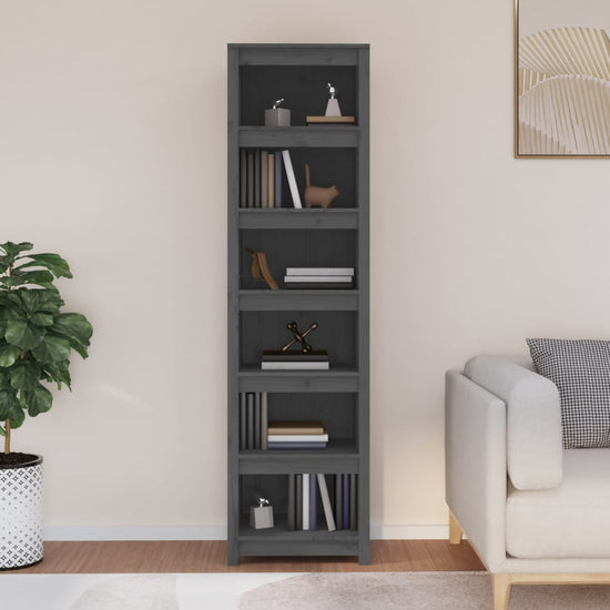 Boekenkast 50x35x183 cm massief grenenhout grijs MeubelReus