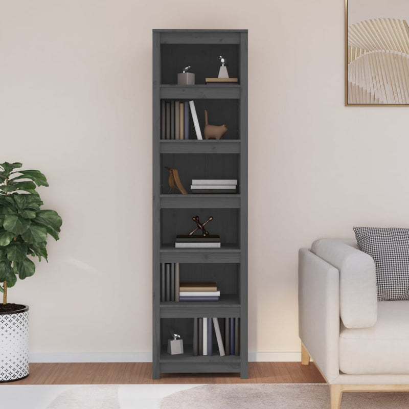 Boekenkast 50x35x183 cm massief grenenhout grijs MeubelReus