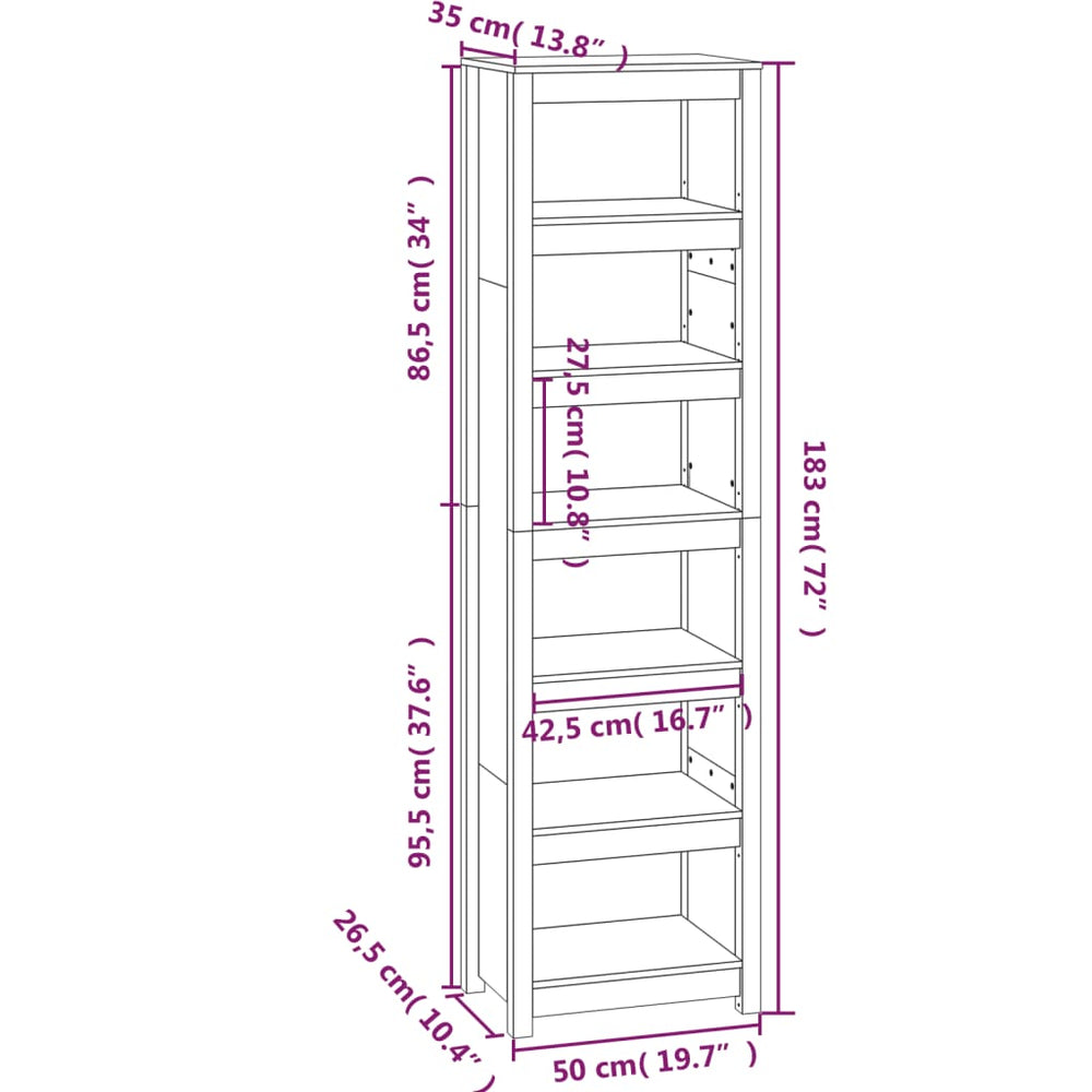 Boekenkast 50x35x183 cm massief grenenhout zwart MeubelReus