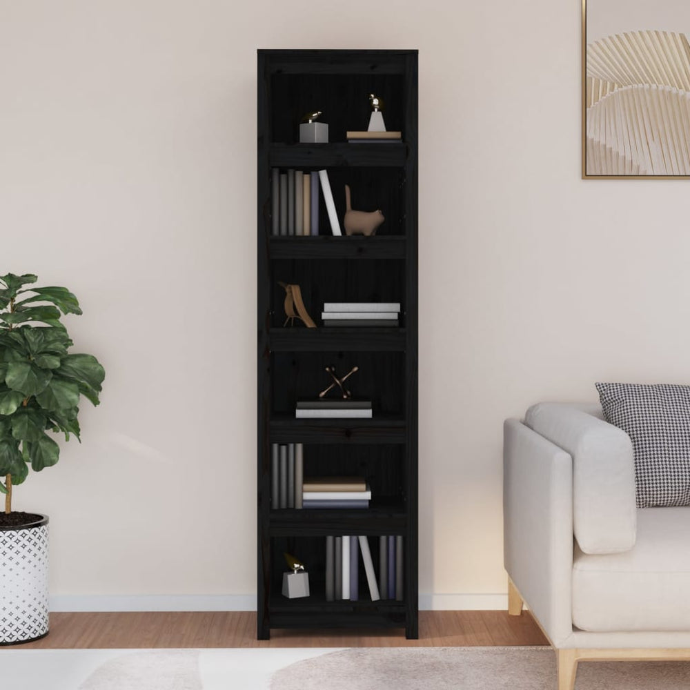 Boekenkast 50x35x183 cm massief grenenhout zwart MeubelReus
