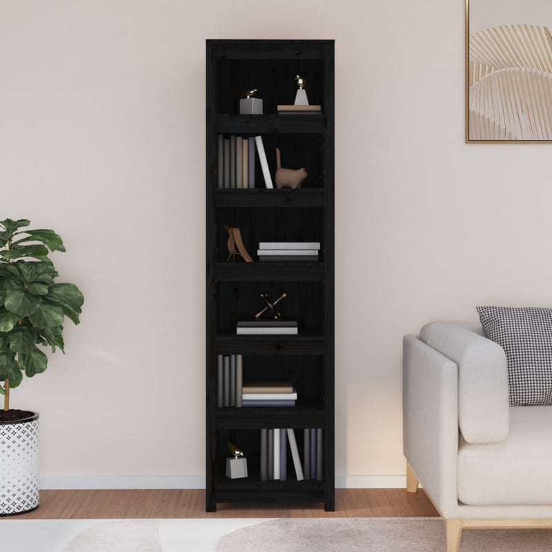 Boekenkast 50x35x183 cm massief grenenhout zwart MeubelReus