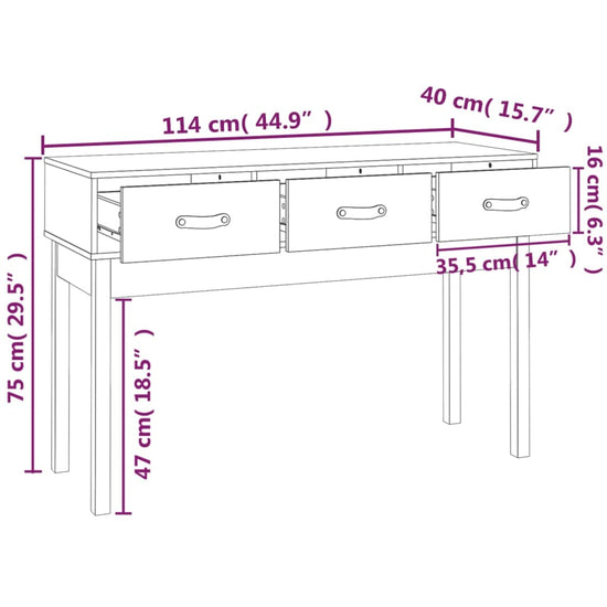 Wandtafel 114x40x75 cm massief grenenhout MeubelReus