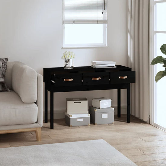 Wandtafel 114x40x75 cm massief grenenhout zwart MeubelReus