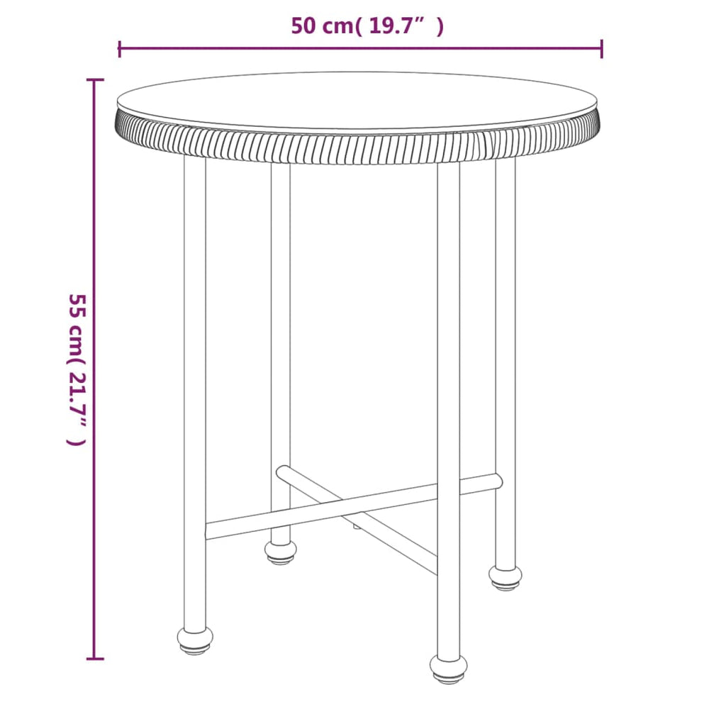 Eettafel Ø50 cm gehard glas en staal zwart MeubelReus