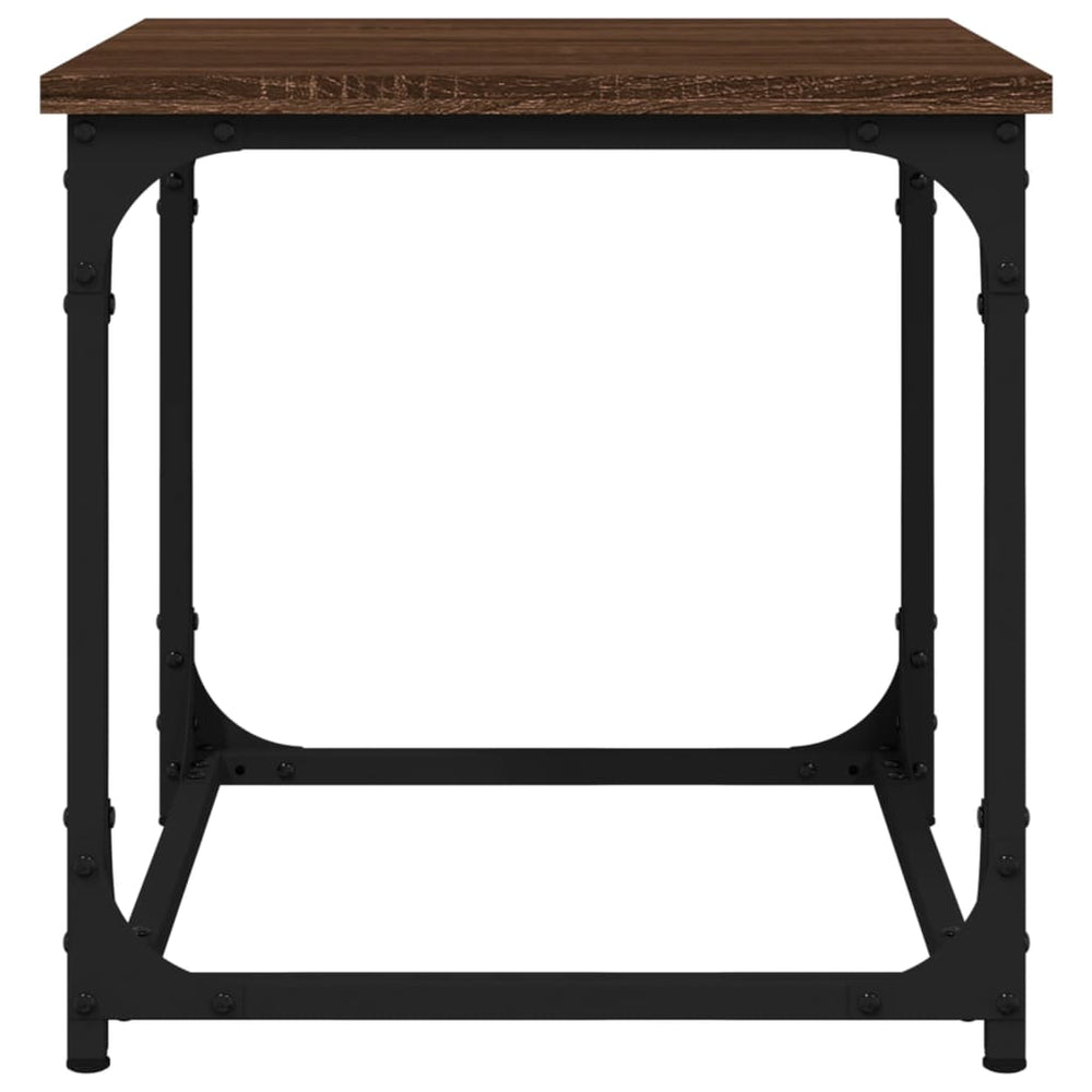 Bijzettafel 40x40x40 cm bewerkt hout bruin eikenkleur MeubelReus