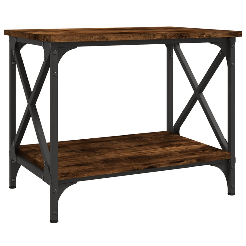 Bijzettafel 55x38x45 cm bewerkt hout gerookt eikenkleurig MeubelReus