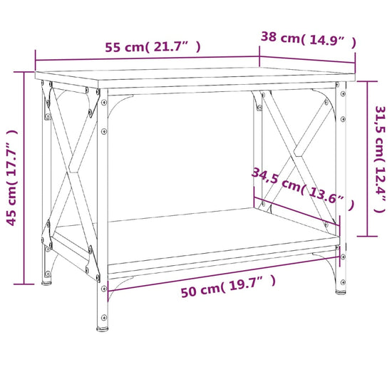 Bijzettafel 55x38x45 cm bewerkt hout grijs sonoma eikenkleurig MeubelReus