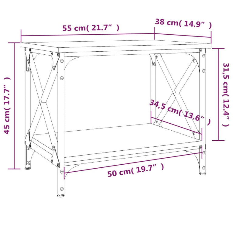 Bijzettafel 55x38x45 cm bewerkt hout grijs sonoma eikenkleurig MeubelReus
