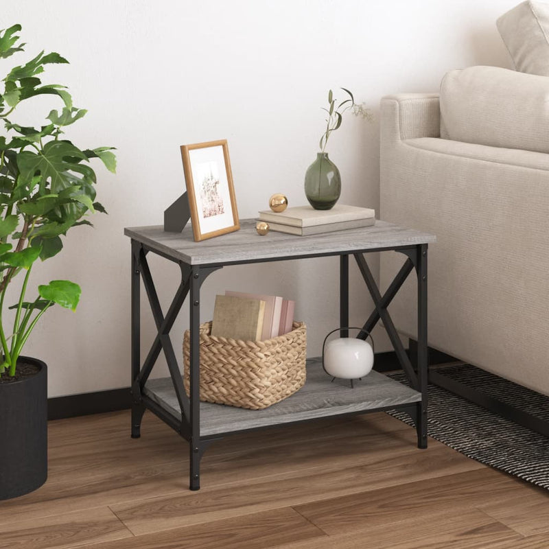 Bijzettafel 55x38x45 cm bewerkt hout grijs sonoma eikenkleurig MeubelReus