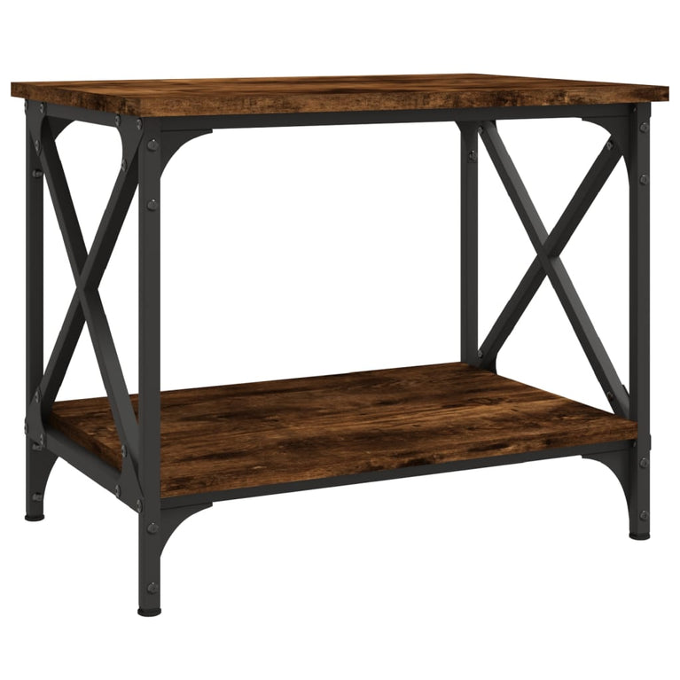 Bijzettafel 55x38x45 cm bewerkt hout bruin eikenkleur MeubelReus