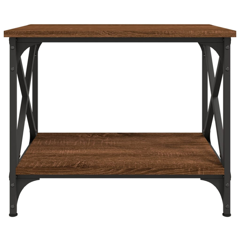 Bijzettafel 55x38x45 cm bewerkt hout bruin eikenkleur MeubelReus