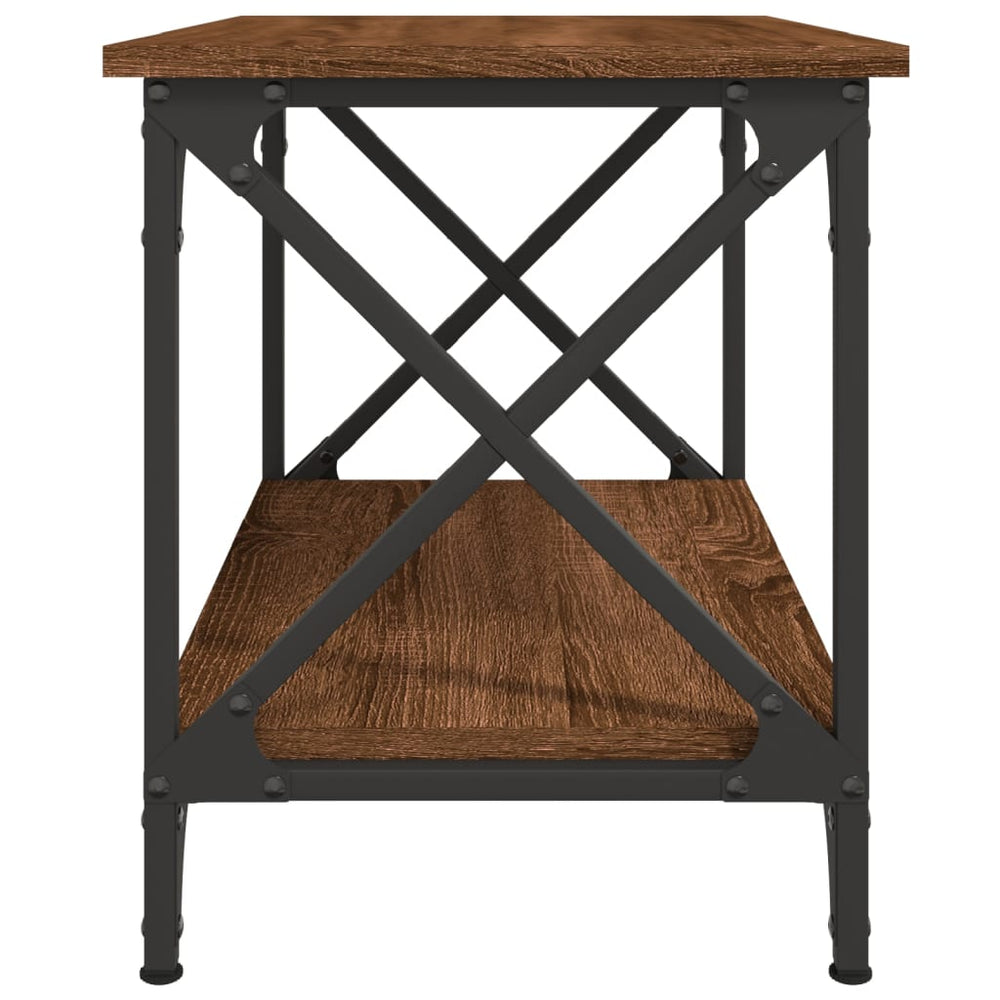 Bijzettafel 55x38x45 cm bewerkt hout bruin eikenkleur MeubelReus