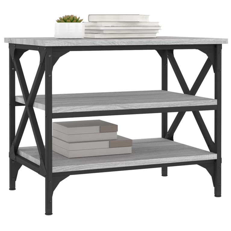 Bijzettafel 55x38x45 cm bewerkt hout grijs sonoma eikenkleurig MeubelReus
