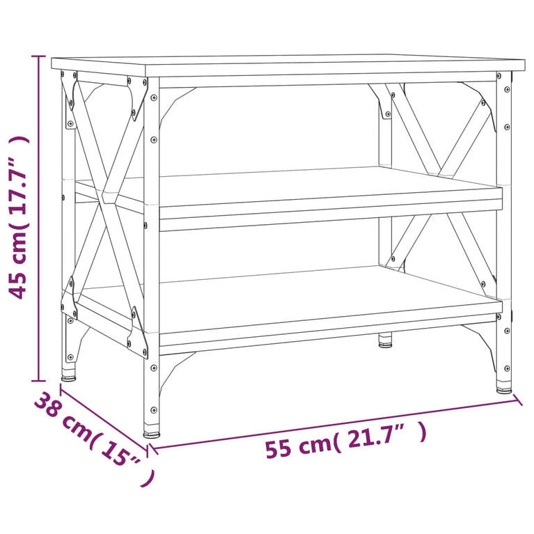 Bijzettafel 55x38x45 cm bewerkt hout grijs sonoma eikenkleurig MeubelReus