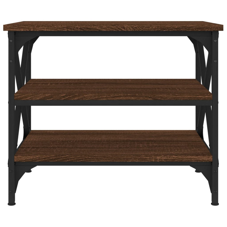 Bijzettafel 55x38x45 cm bewerkt hout bruin eikenkleur MeubelReus