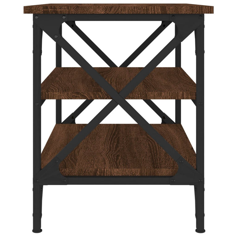 Bijzettafel 55x38x45 cm bewerkt hout bruin eikenkleur MeubelReus