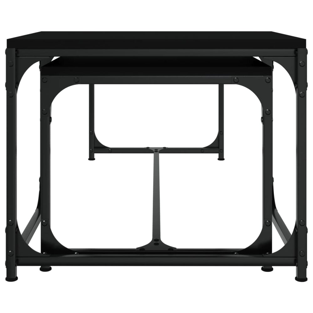 Salontafels 2 st bewerkt hout zwart MeubelReus