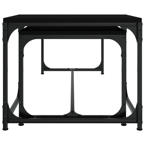 Salontafels 2 st bewerkt hout zwart MeubelReus