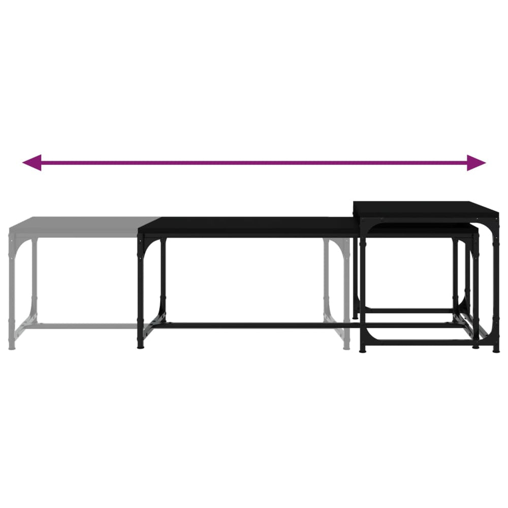 Salontafels 2 st bewerkt hout zwart MeubelReus
