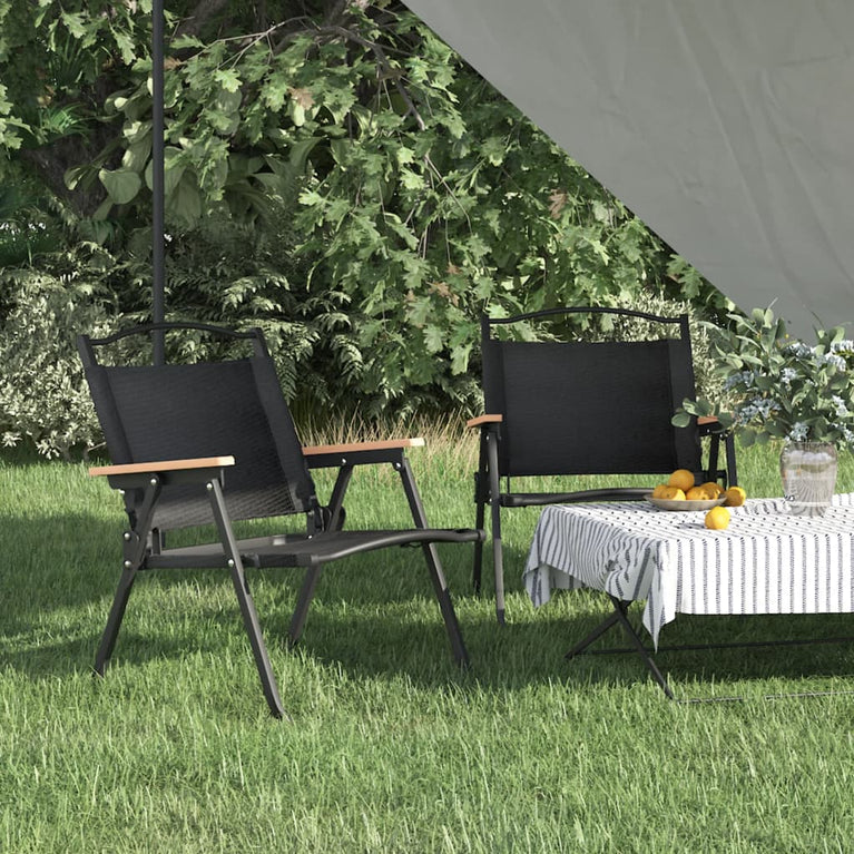 Campingstoelen 2 st 54x43x59 cm oxford stof zwart MeubelReus