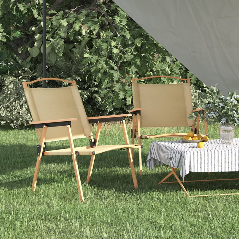 Campingstoelen 2 st 54x55x78 cm oxford stof beige MeubelReus