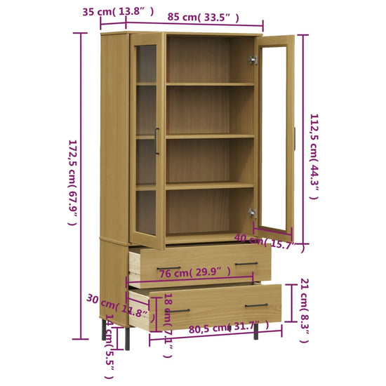 Boekenkast met metalen poten OSLO 85x35x172,5 cm hout bruin MeubelReus