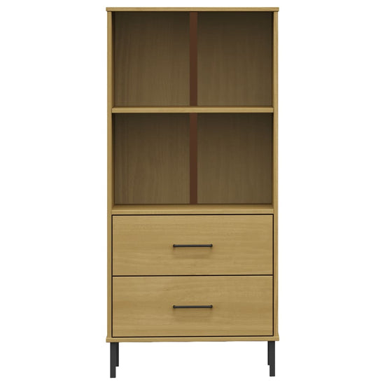 Boekenkast met 2 lades OSLO 60x35x128,5 cm massief hout bruin MeubelReus