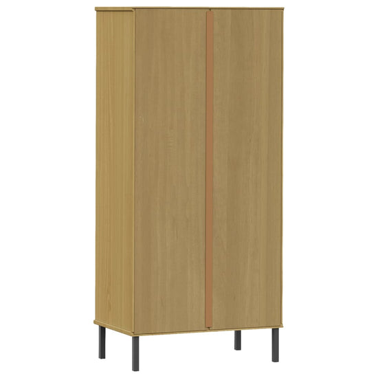 Boekenkast met 2 lades OSLO 60x35x128,5 cm massief hout bruin MeubelReus