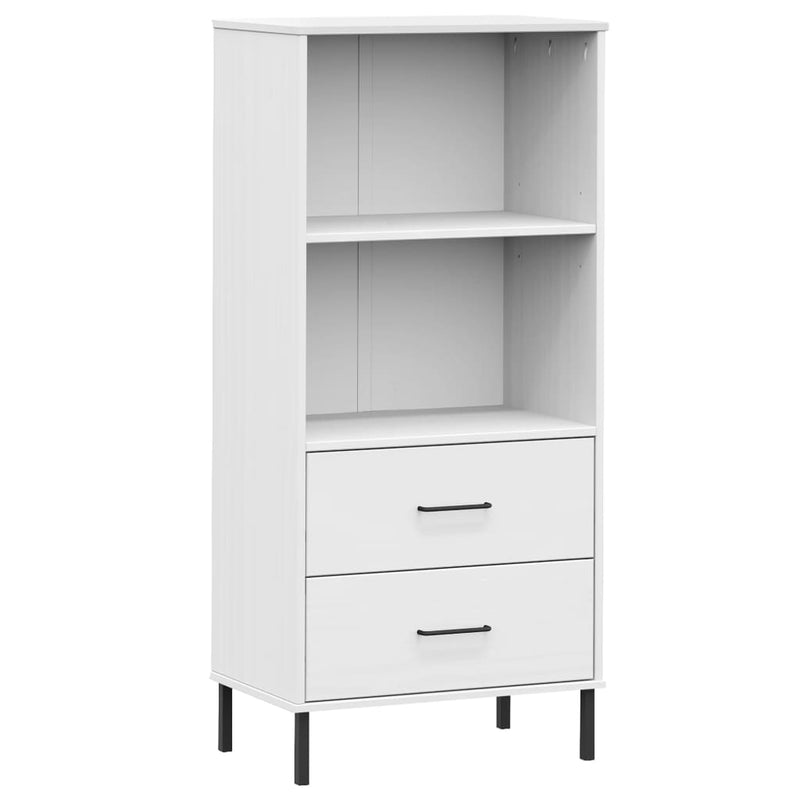 Boekenkast met 2 lades OSLO 60x35x128,5 cm massief hout wit MeubelReus
