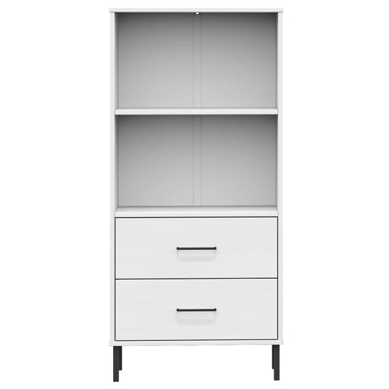 Boekenkast met 2 lades OSLO 60x35x128,5 cm massief hout wit MeubelReus