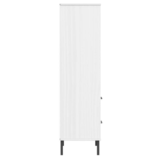 Boekenkast met 2 lades OSLO 60x35x128,5 cm massief hout wit MeubelReus