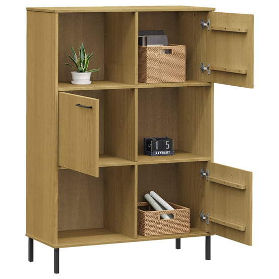 Boekenkast met metalen poten OSLO 90x35x128,5 cm hout bruin MeubelReus