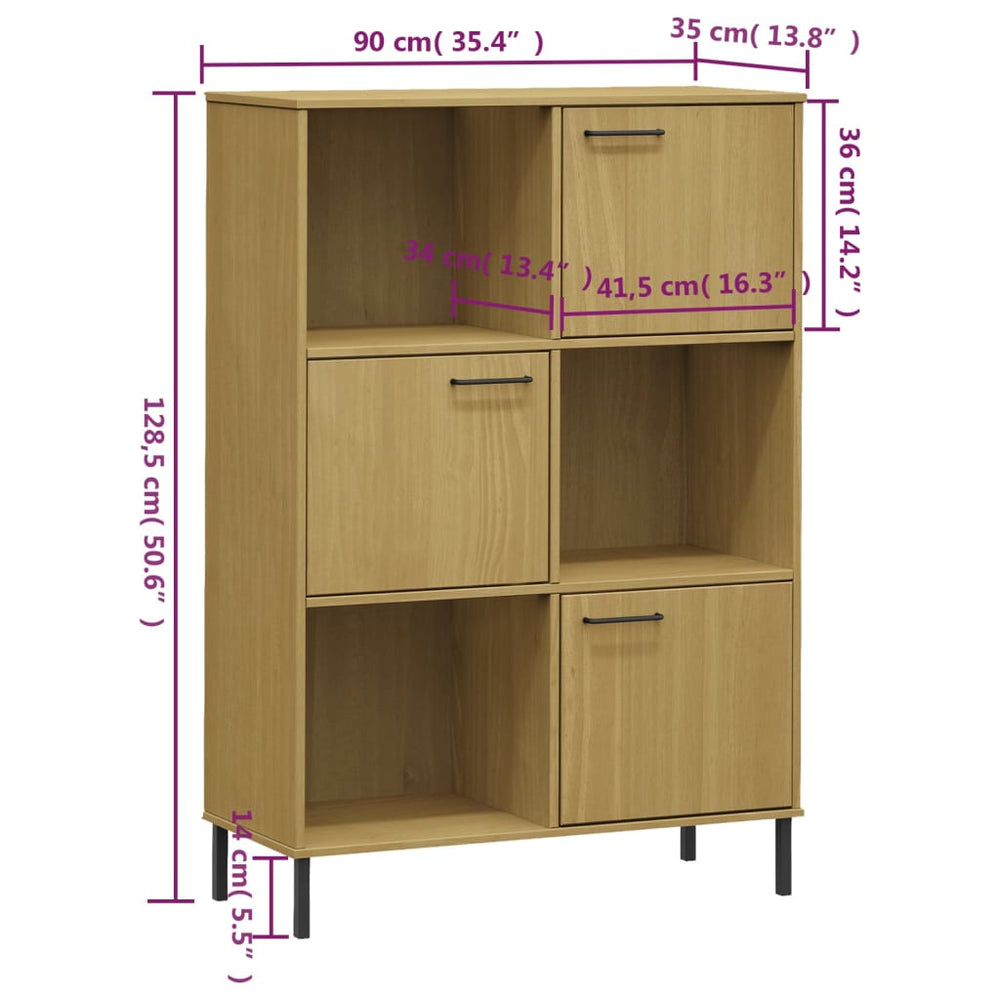 Boekenkast met metalen poten OSLO 90x35x128,5 cm hout bruin MeubelReus