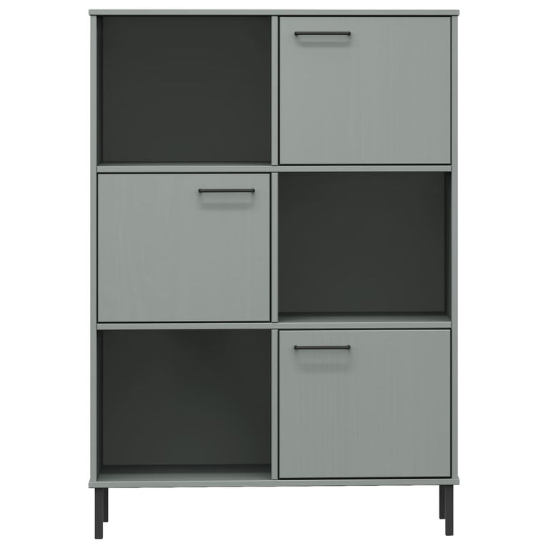 Boekenkast met metalen poten OSLO 90x35x128,5 cm hout grijs MeubelReus