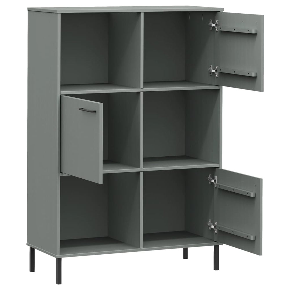 Boekenkast met metalen poten OSLO 90x35x128,5 cm hout grijs MeubelReus
