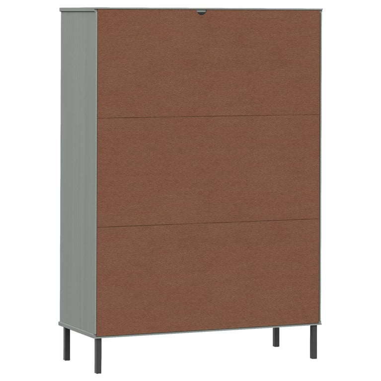 Boekenkast met metalen poten OSLO 90x35x128,5 cm hout grijs MeubelReus