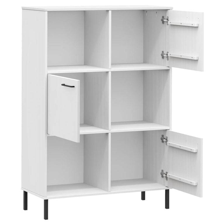 Boekenkast met metalen poten OSLO 90x35x128,5 cm hout wit MeubelReus
