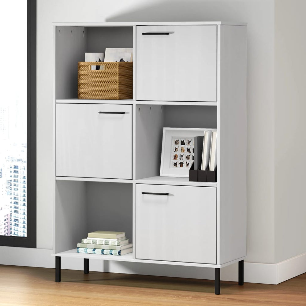 Boekenkast met metalen poten OSLO 90x35x128,5 cm hout wit MeubelReus
