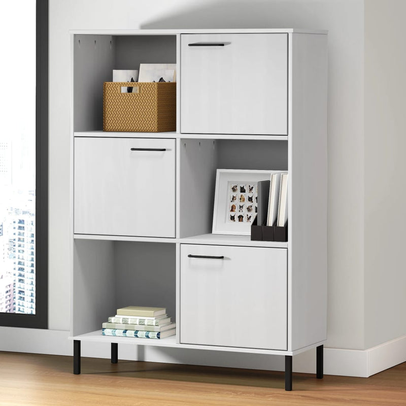 Boekenkast met metalen poten OSLO 90x35x128,5 cm hout wit MeubelReus