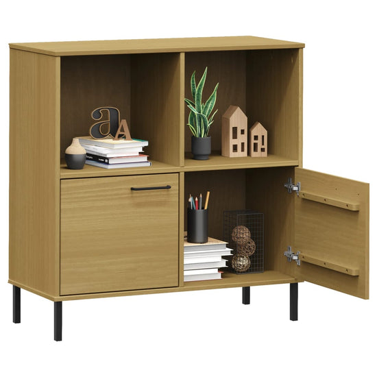 Boekenkast met metalen poten OSLO 90x35x90,5 cm hout bruin MeubelReus