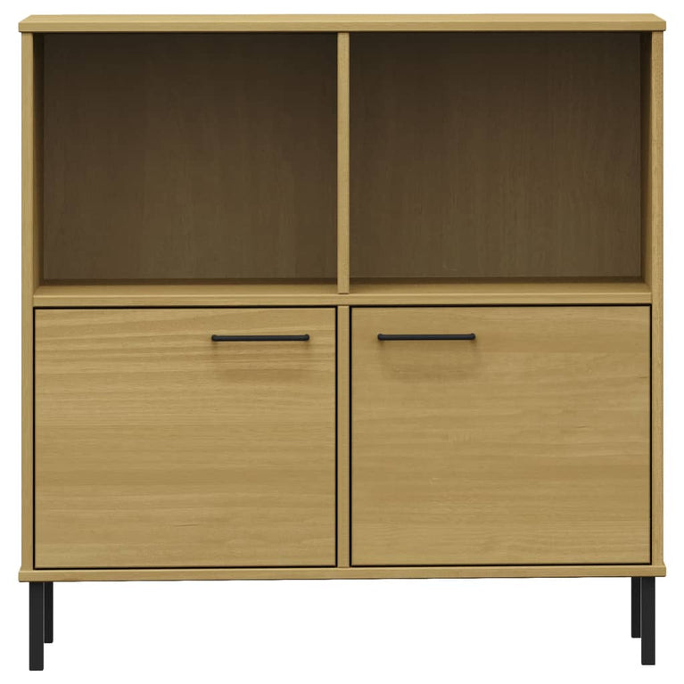 Boekenkast met metalen poten OSLO 90x35x90,5 cm hout bruin MeubelReus
